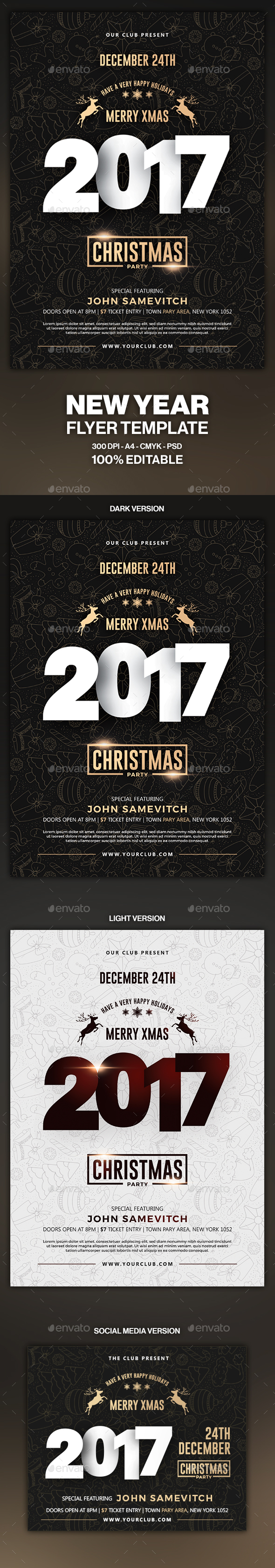 Christmas Party Flyer - 2017 Happy New Year