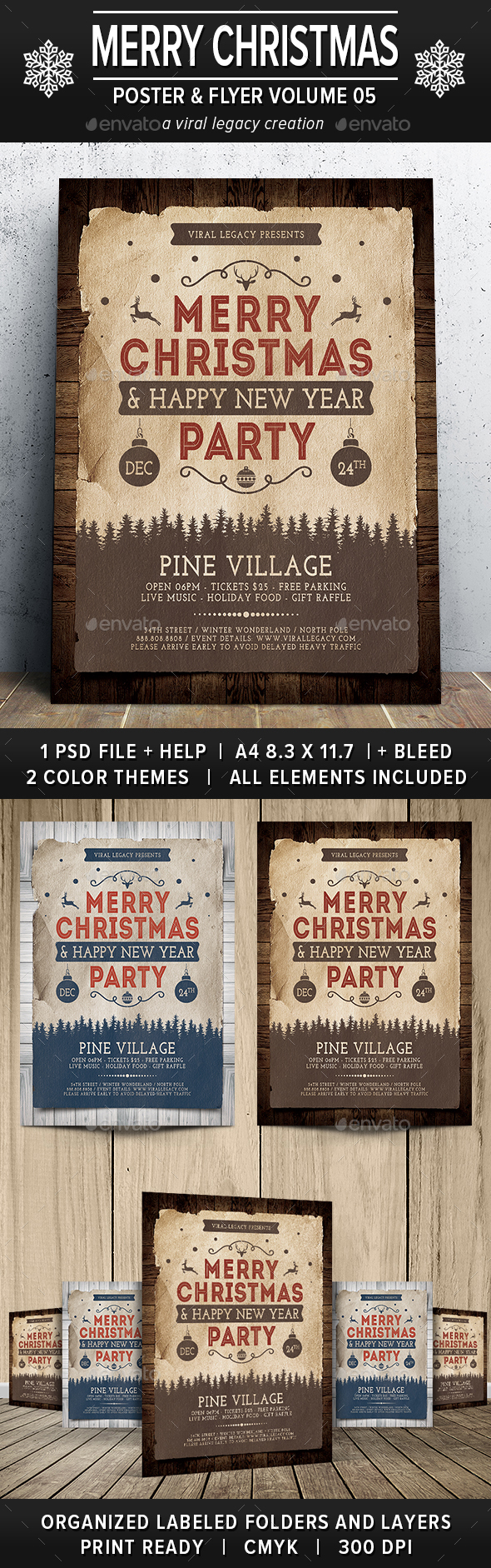 Merry Christmas Poster / Flyer V05 - Flyers Print Templates
