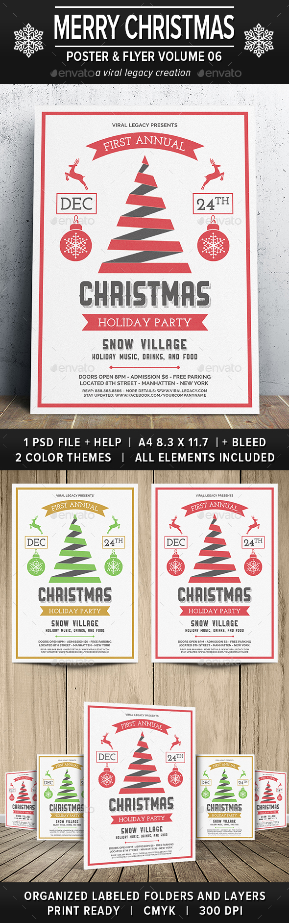 Merry Christmas Poster / Flyer V06 - Flyers Print Templates