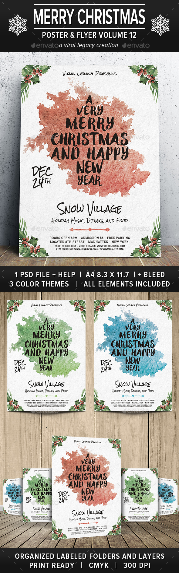 Merry Christmas Poster / Flyer V12 - Flyers Print Templates