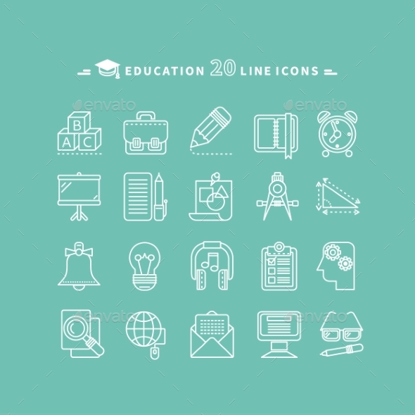 Set of Outline Education Icons - Miscellaneous Conceptual