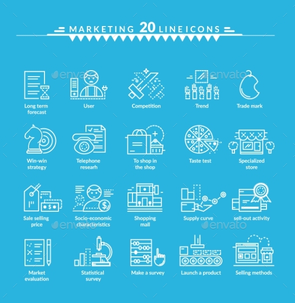 Thin Lines Icons Set of Marketing - Web Technology