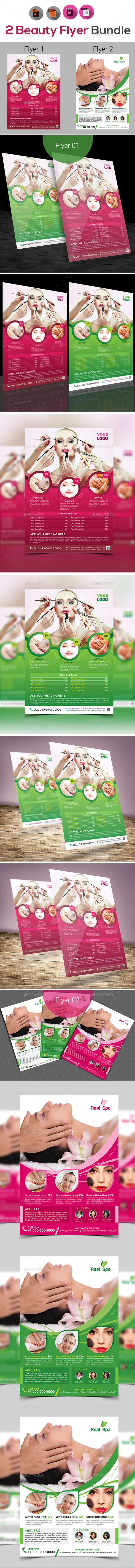 Spa & Beauty Saloon Flyer Bundle - Flyers Print Templates