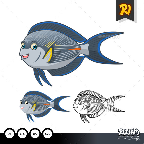 Sohal Surgeon Fish Cartoon Character - Animals Characters