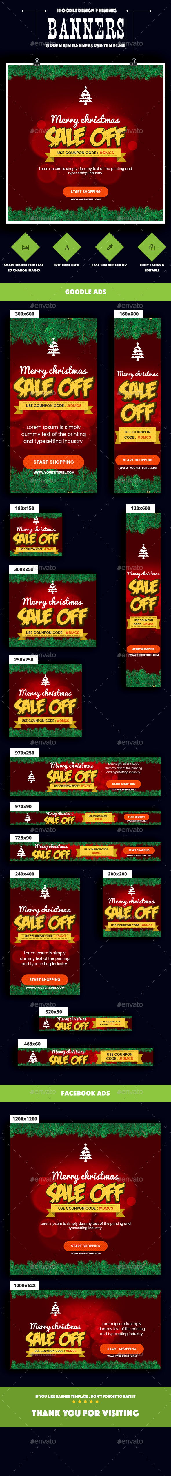 Merry Christmas Banners Ad - Banners & Ads Web Elements