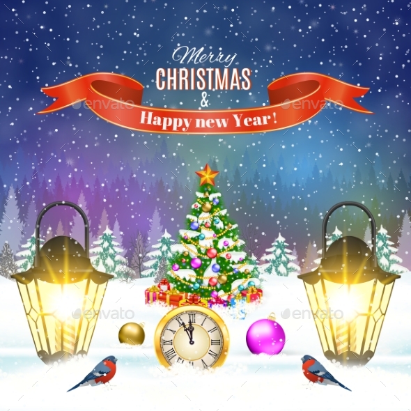 Christmas Vintage Greeting Card on Winter Village - Christmas Seasons/Holidays