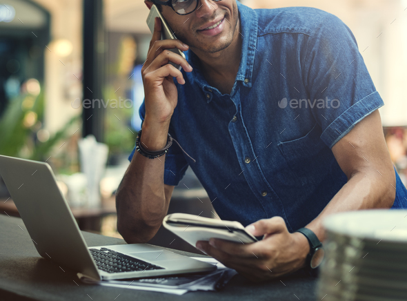Man Working Coffee Shop Cafe Concept - Stock Photo - Images
