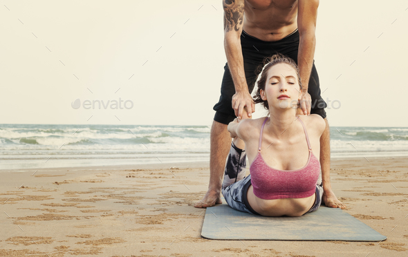 Yoga Exercise Stretching Meditation Concentration Summer Concept - Stock Photo - Images