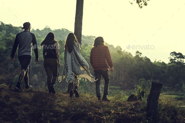 People Friendship Hangout Traveling Destination Camping Concept - Stock Photo - Images