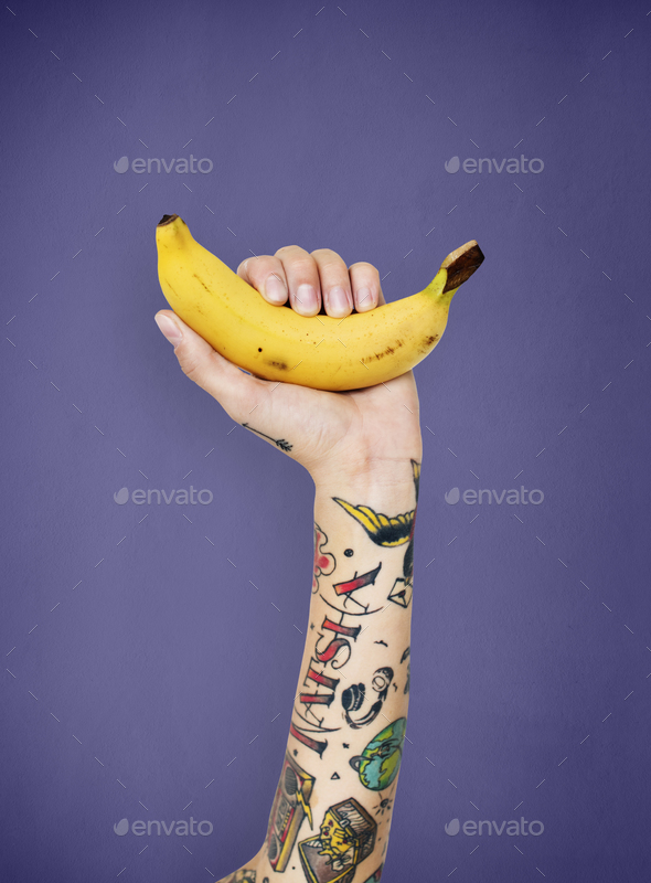 Sticker tattoo style banana Royalty Free Vector Image