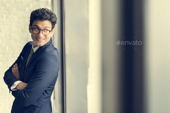 Businessman Smart Leaning Confident Suit Tie Concept - Stock Photo - Images