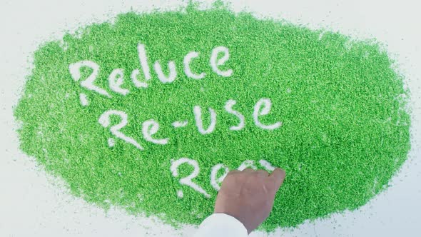 Indian Hand Writes On Green Reduce Re Use Recycle