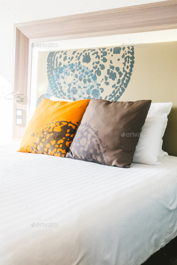 Beautiful pillow on bed - Stock Photo - Images