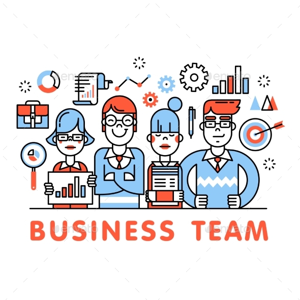 Young and Successful Business Team Standing Tall - Concepts Business
