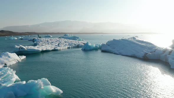 High Angle View of Iceberg Floating in Vatnajokull Lagoon at Breidamerkurjokull Glacier Tongue alt