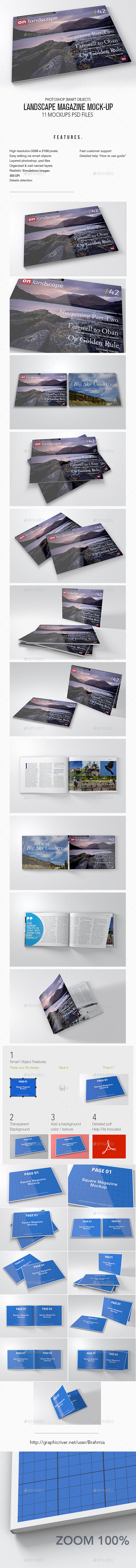 Landscape Magazine Mock up - Books Print
