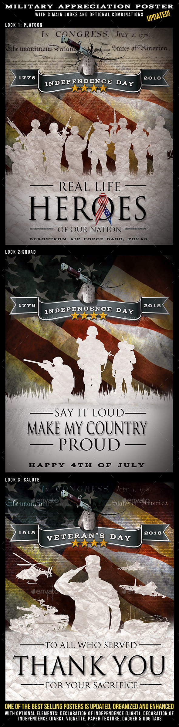 Independence Day Military Themed Design for Posters & Flyers