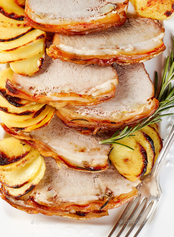 roasted pork slices - Stock Photo - Images