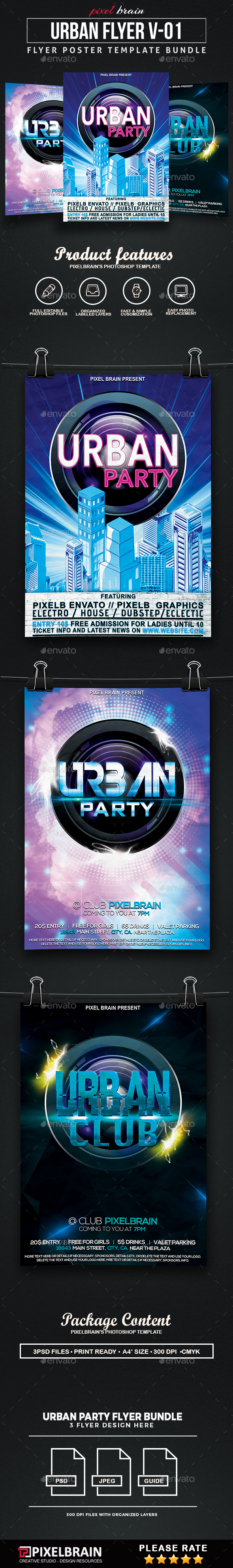 Urban Party Flyer Template Bundle Vol - 01