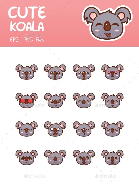 Cute Koala Emoticon - Animals Characters