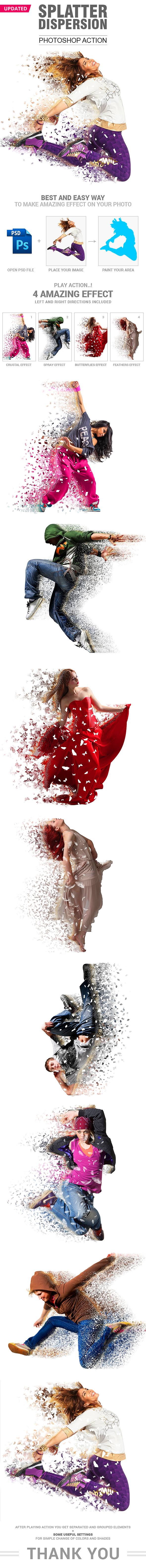 Splatter Dispersion 4 Effect in 1 Action - Photo Effects Actions