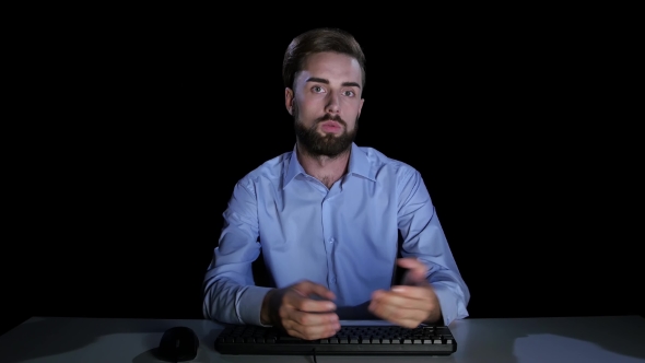 Man Feels the Emotions of Confusion Communicating on the Internet alt