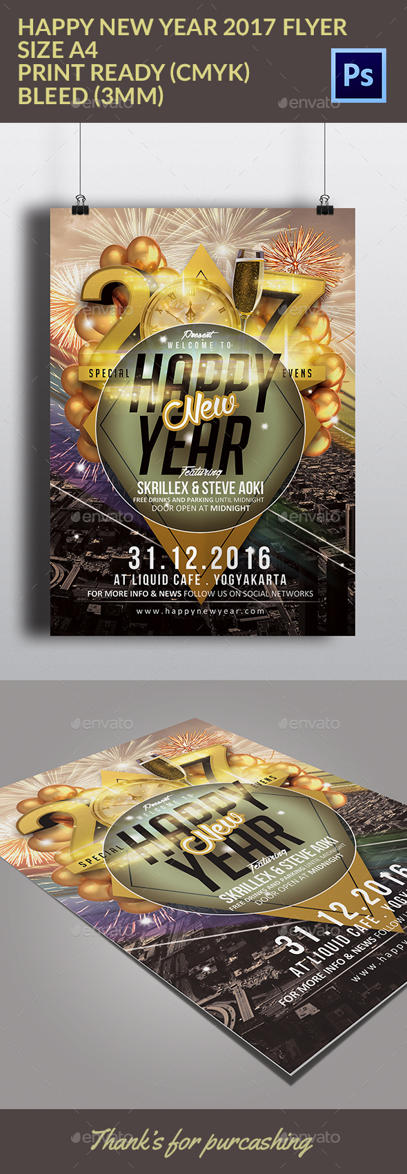 Happy New Year 2017 Flyer Template - Events Flyers