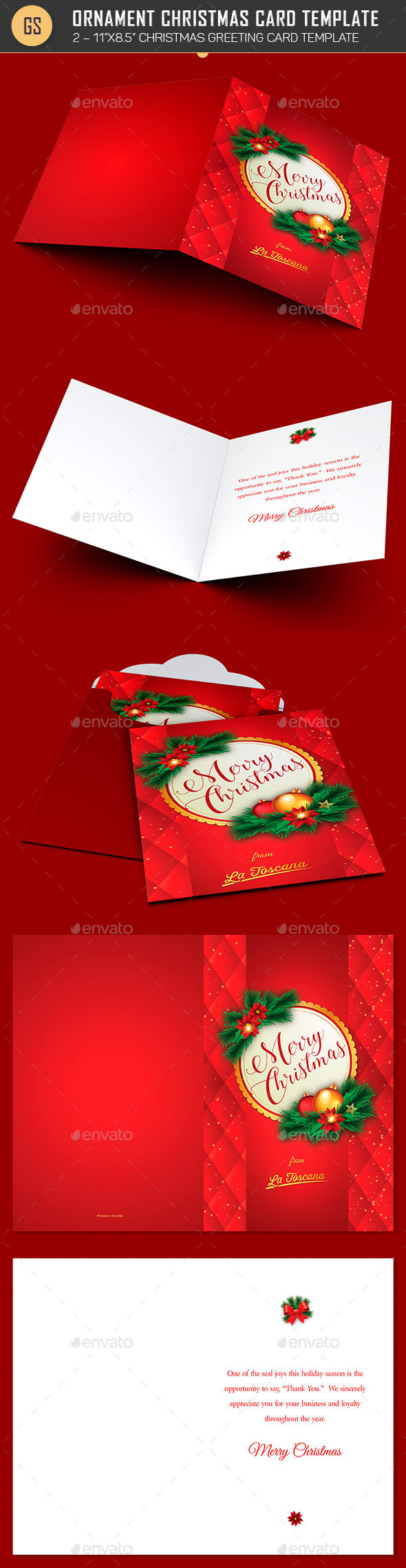 Red Ornament Christmas Card Template