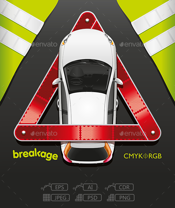 Car and Breakdown Triangle by AntonioBanderAS GraphicRiver