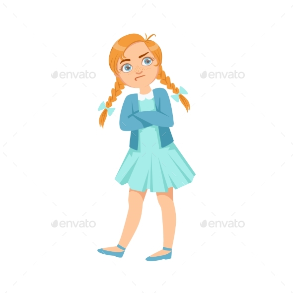 Stubborn Girl Teenage Bully Demonstrating - Illustrations Graphics