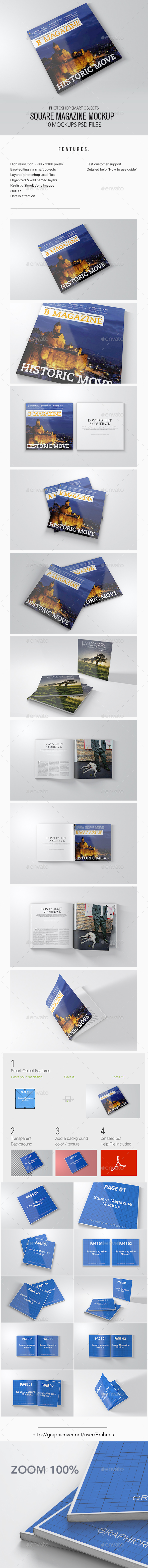 Square Magazine Mockup - Magazines Print