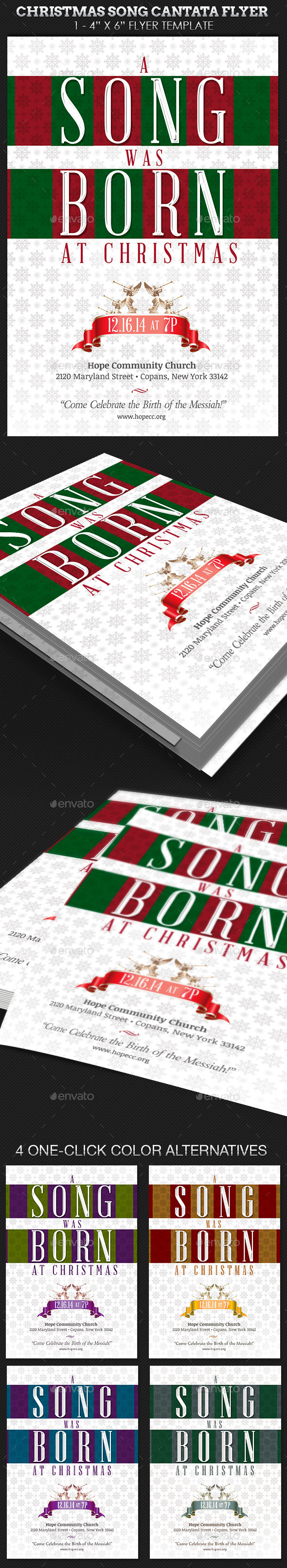 Christmas Song Cantata Flyer Template - Church Flyers