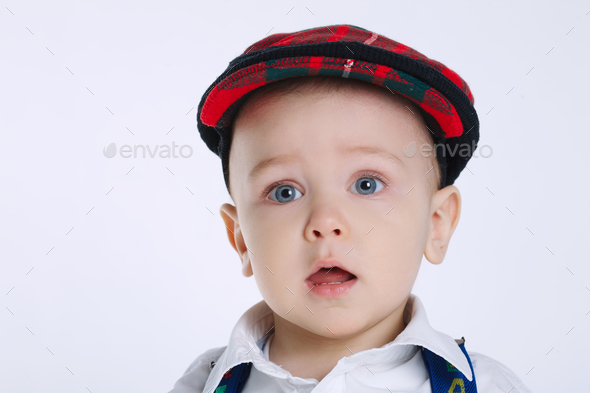 cute little boy on white - Stock Photo - Images