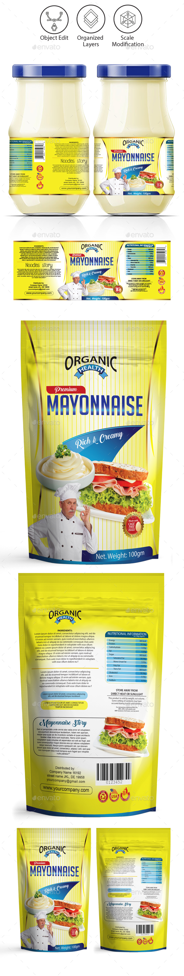 Mayonnaise / Sauce Packaging Template - Packaging Print Templates