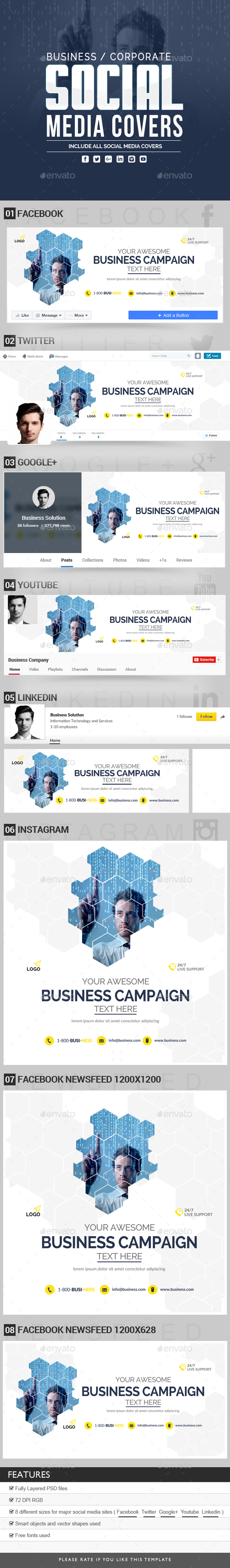 Social Media Covers - Social Media Web Elements