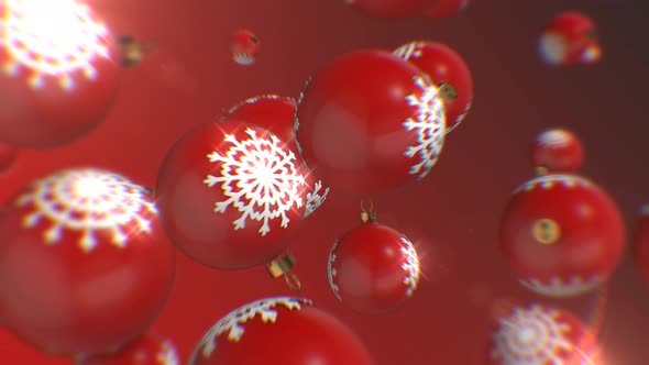 Red Christmas Ornaments Background 4K