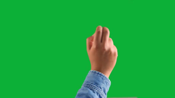 Mixed Race Deep Skin Tone Male Hand Makes a Swipe To the Right with Two Fingers Gesture on Chromakey
