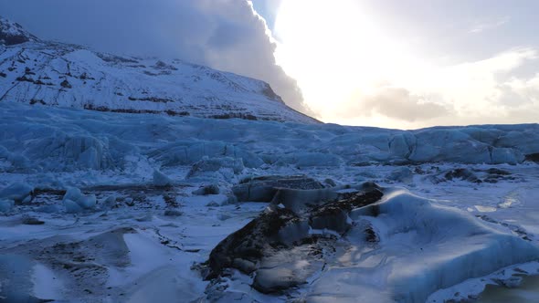 Iceland View Of Giant Blue Glacier Ice Chunks In Winter 9