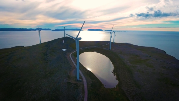 Windmills for Electric Power Production Havoygavelen Windmill Park Norway alt