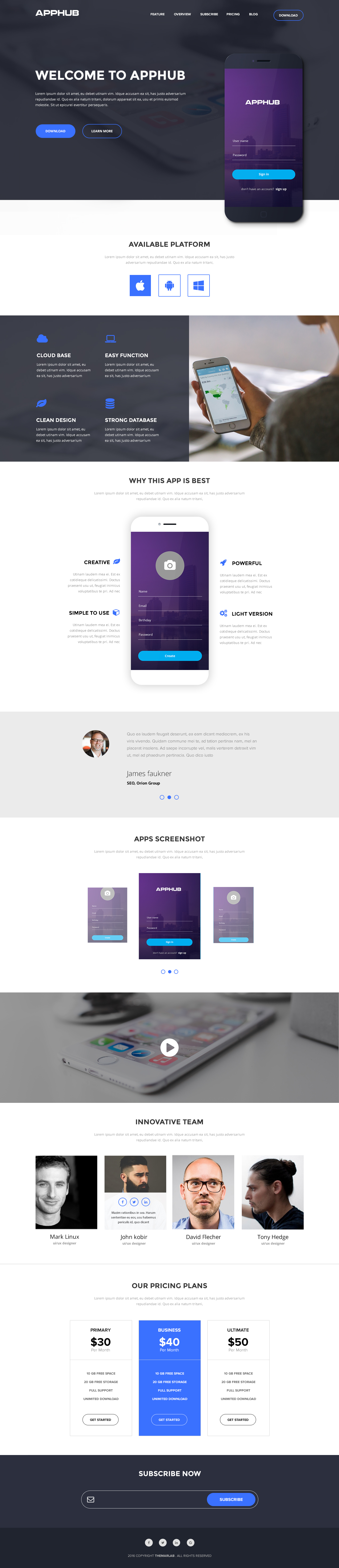 Apphub Landing Page Psd Template by themarlab | ThemeForest