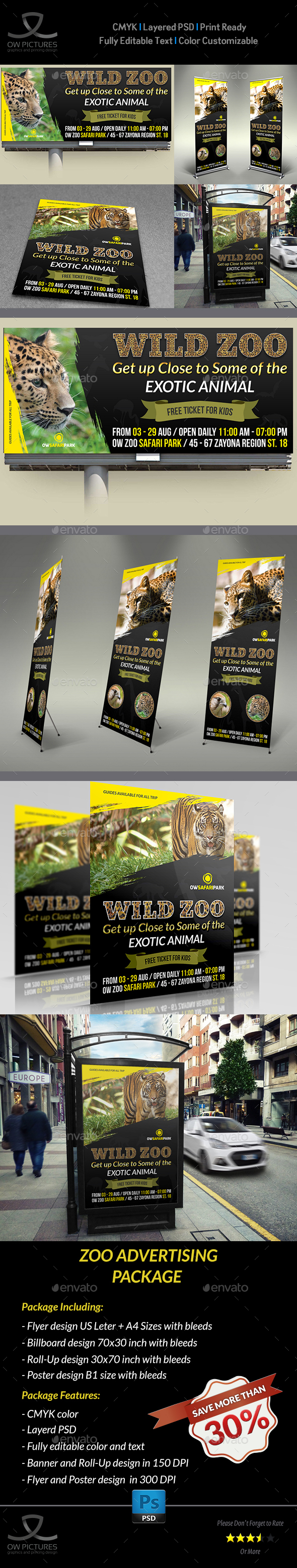 Zoo Advertising Bundle - Signage Print Templates