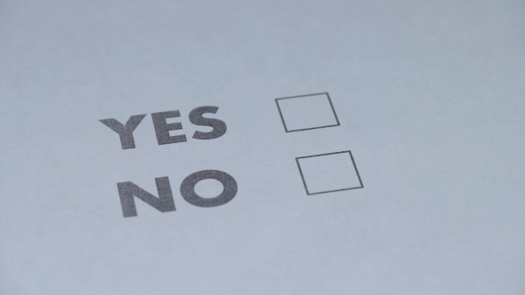 "Yes" or "No" To a Question, the Person Filling in the Questionnaire alt