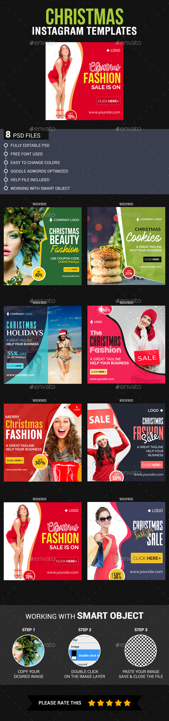 Christmas and New Year Instagram Templates - Banners & Ads Web Elements