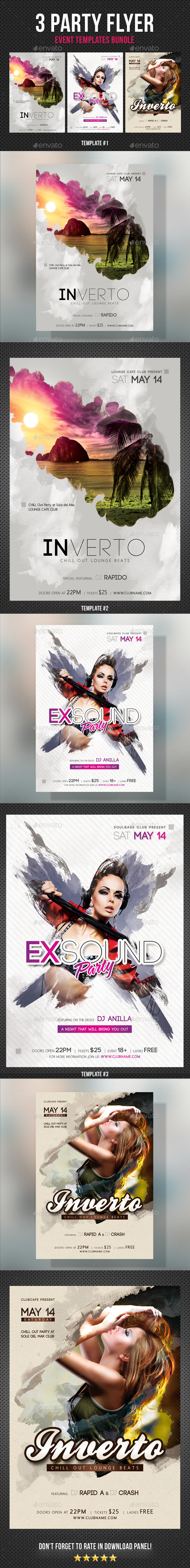 3 Party Flyer Bundle - Clubs & Parties Events