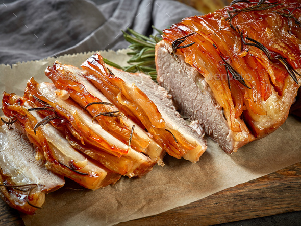 roasted pork slices - Stock Photo - Images