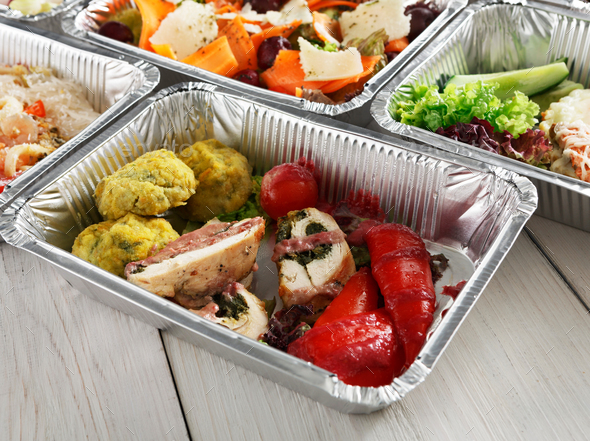 Healthy food in boxes, diet concept. - Stock Photo - Images