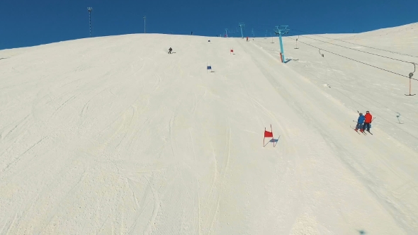 Skier Rides Dounhill. alt