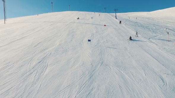 Skier Rides Downhill