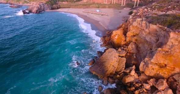 Beautiful Seashore with Clifs at Sunset