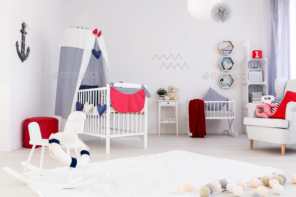 Bright room with crib